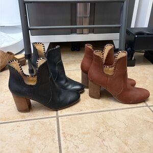 Lucky Brand Black and Brown Heeled Boots